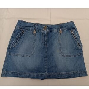 Denim Jean Mini Skirt Women's Size 6 Blue Pocket Zip Front Casual